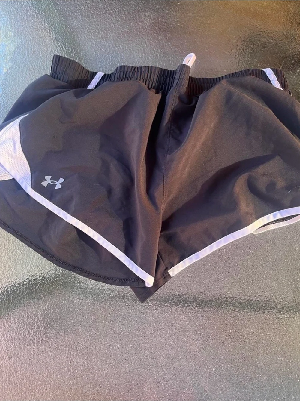 Under Armour Black Athletic Running Shorts with White Trim